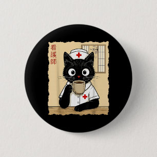 Badge Rond 5 Cm Infirmière Chat Japonais