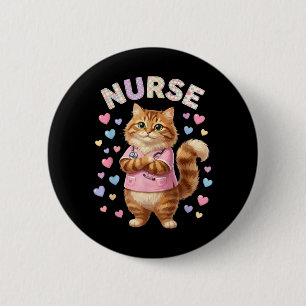 Badge Rond 5 Cm Infirmière chat kawaii Rn Lpn Cna animal de compag
