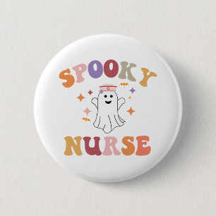Badge Rond 5 Cm Infirmière Chemise Halloween - Infirmière Éffrayan