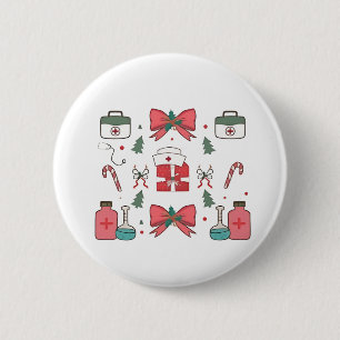 Badge Rond 5 Cm Infirmière Coquette Ruban Noël Personnalisée Noël