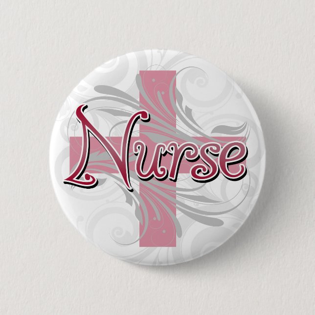Badge Rond 5 Cm Infirmière Croix-Rose (Devant)