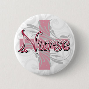 Badge Rond 5 Cm Infirmière Croix-Rose