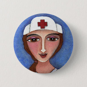 Badge Rond 5 Cm Infirmière d'art populaire - bouton de RN/soins