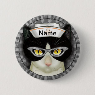 Badge Rond 5 Cm infirmière de chat de Tuxedo