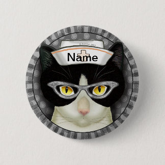 Badge Rond 5 Cm infirmière de chat de Tuxedo