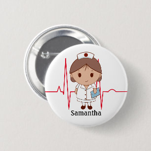 Badge Rond 5 Cm Infirmière de dessin animé mignonne personnalisée