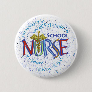 Badge Rond 5 Cm Infirmière de l'école Motto Pin