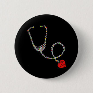 Badge Rond 5 Cm Infirmière de stéthoscope cardiaque