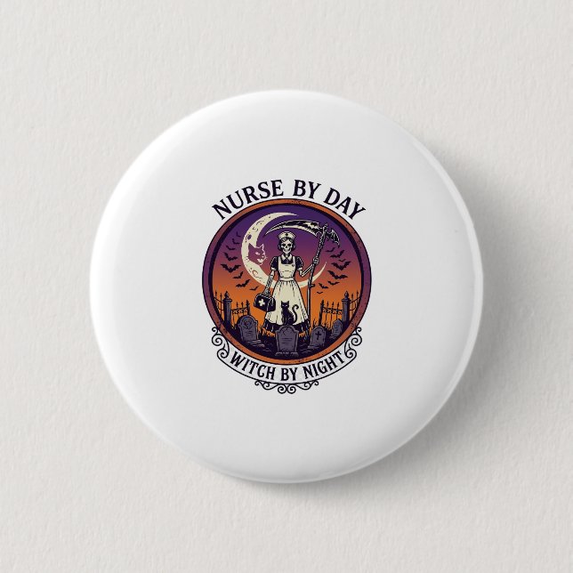 Badge Rond 5 Cm Infirmière d'Halloween de jour_1 (Devant)
