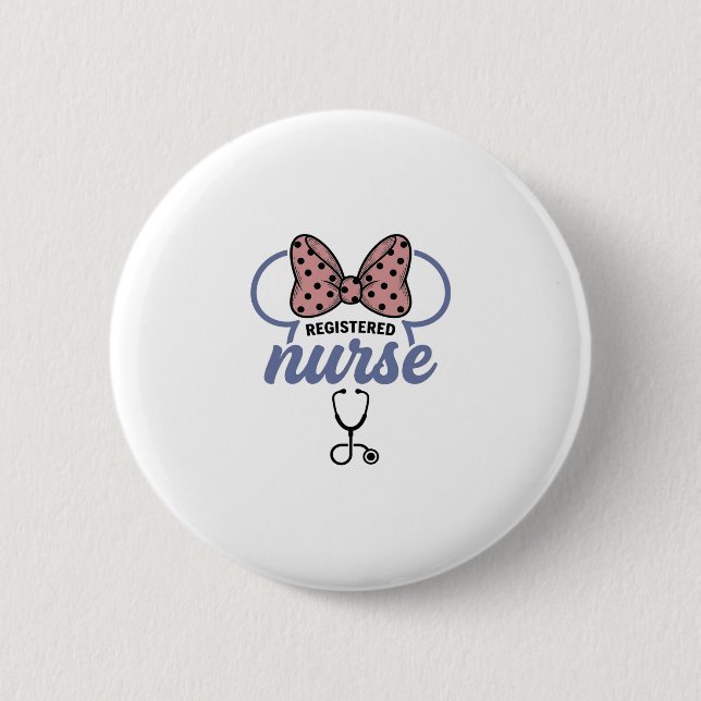 Badge Rond 5 Cm Infirmière diplômée Stéthoscope à ruban Graphique  (Devant)