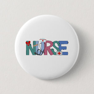Badge Rond 5 Cm Infirmière Doodle Life Heart Motivational Help