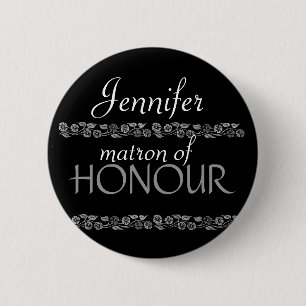 Badge Rond 5 Cm Infirmière du Pin blanc de noces d'argent de noir