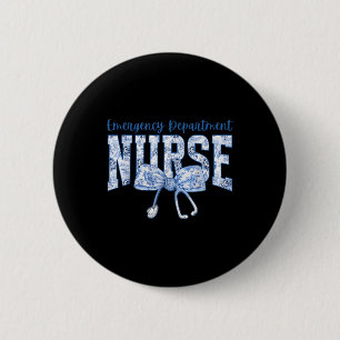 Badge Rond 5 Cm Infirmière du service des urgences Coquette Bow Er