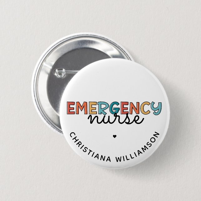 Badge Rond 5 Cm Infirmière d'urgence sur mesure infirmière infirmi (Devant & derrière)