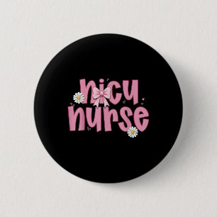 Badge Rond 5 Cm Infirmière en néonatologie Coquette Arc rose Unité