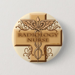 Badge Rond 5 Cm Infirmière en radiologie épingle Caduceus