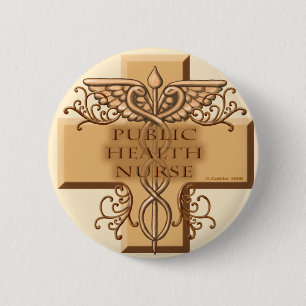 Badge Rond 5 Cm Infirmière en santé publique Caduceus
