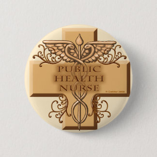 Badge Rond 5 Cm Infirmière en santé publique Caduceus