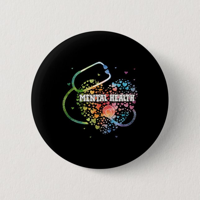 Badge Rond 5 Cm Infirmière en santé Watercol Love Heart Scrub Stet (Devant)