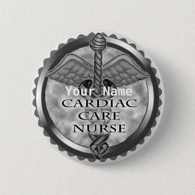 Badge Rond 5 Cm Infirmière en soins cardiaques gris (Devant)