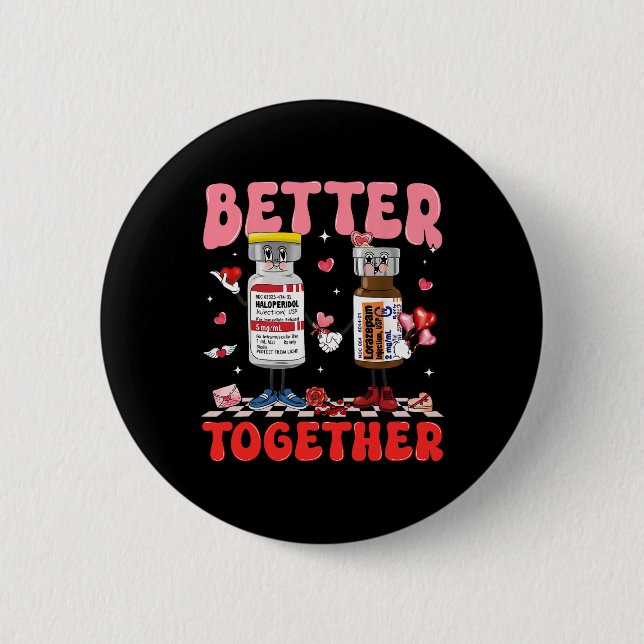 Badge Rond 5 Cm Infirmière ensemble pour la Saint-Valentin Arc Ros (Devant)