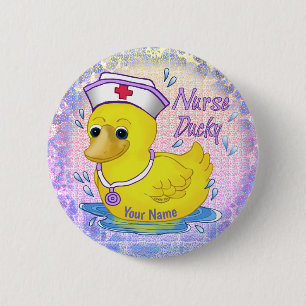 Badge Rond 5 Cm Infirmière épingle Ducky