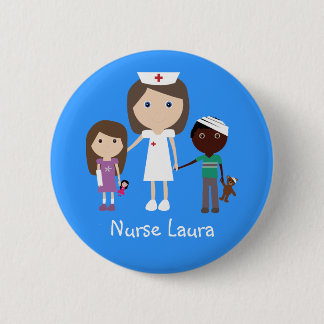 Badge Rond 5 Cm Infirmière et enfants mignons de bande dessinée