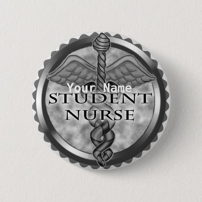Badge Rond 5 Cm Infirmière étudiante grise (Devant)
