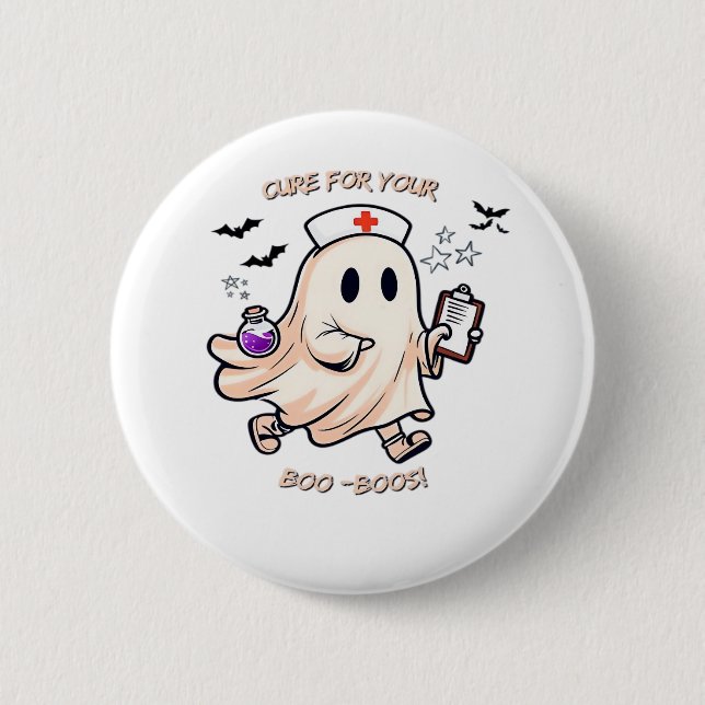 Badge Rond 5 Cm Infirmière fantôme avec potion magique - Cure pour (Devant)