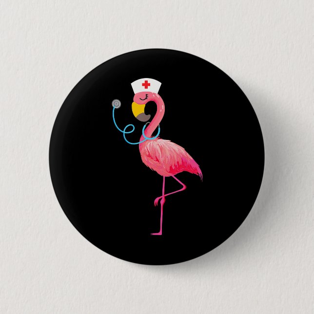 Badge Rond 5 Cm Infirmière Flamant rose drôle Flamant rose Amour I (Devant)