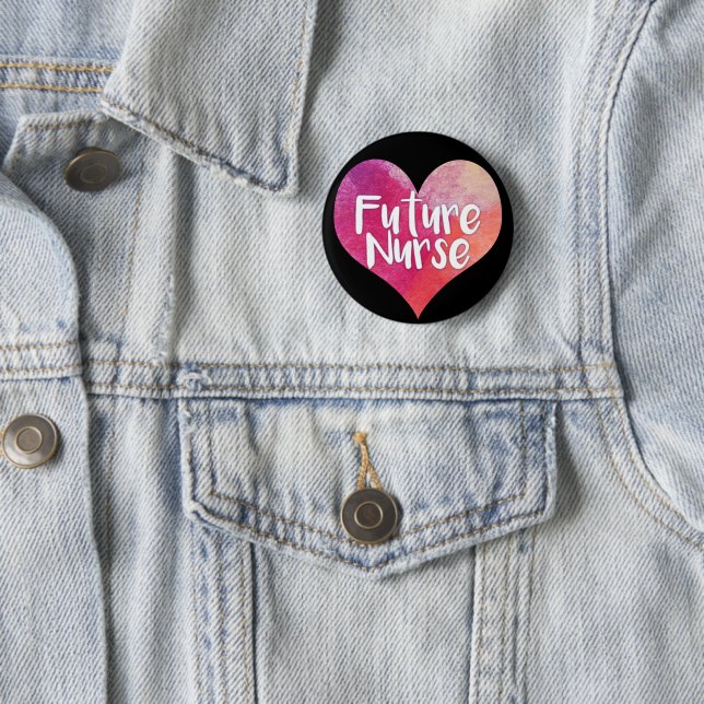 Badge Rond 5 Cm Infirmière future Cœur aquarelle (En situation)