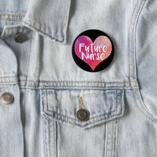 Badge Rond 5 Cm Infirmière future Cœur aquarelle