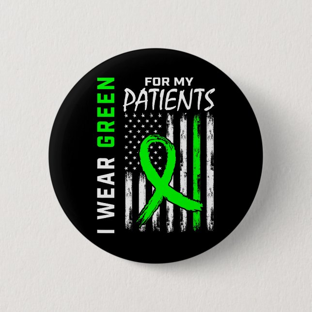 Badge Rond 5 Cm Infirmière Green pour mes patients (Devant)