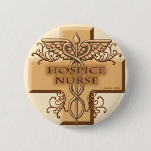 Badge Rond 5 Cm Infirmière hospitalière Cross Caduceus