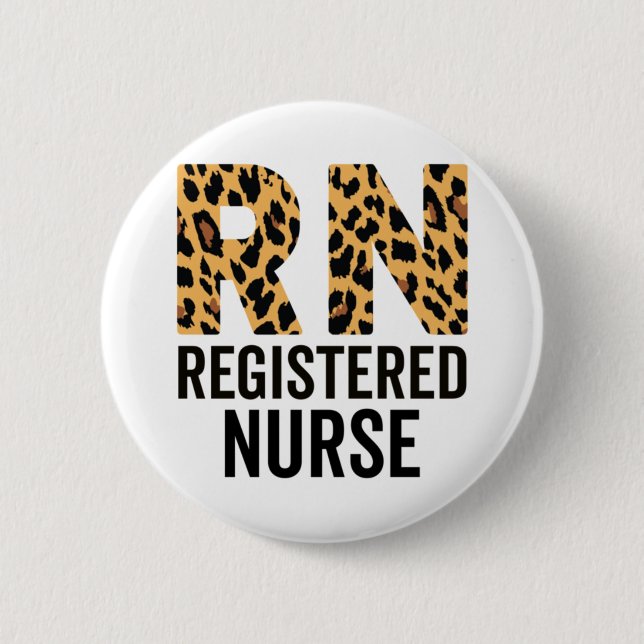 Badge Rond 5 Cm Infirmière inscrite Cheetah Imprimer Infirmière Vi (Devant)