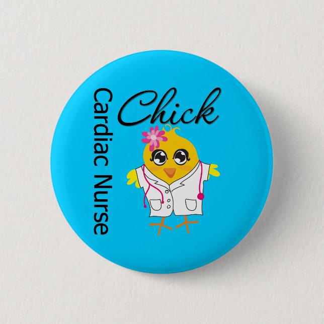 Badge Rond 5 Cm Infirmière Médicale Chick v2 Cardiac (Devant)