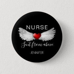 Badge Rond 5 Cm Infirmière Médicale Red Heart Angel Wings Custom