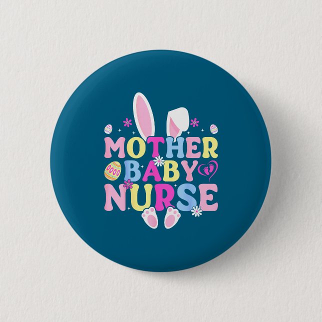 Badge Rond 5 Cm Infirmière mère bébé - Infirmière Stpartum Easter  (Devant)