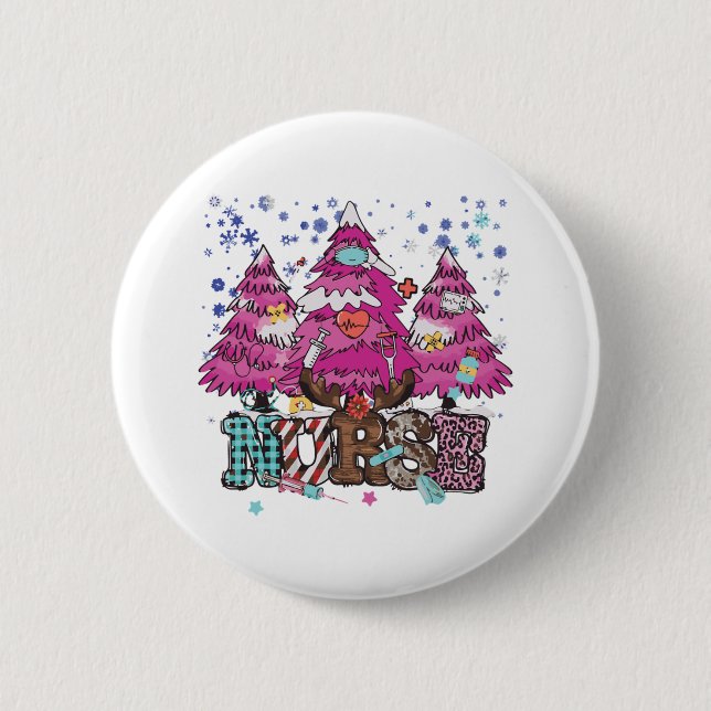 Badge Rond 5 Cm Infirmière Noël 4 (Devant)