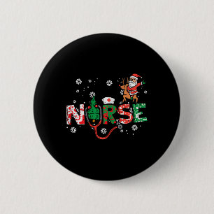 Badge Rond 5 Cm Infirmière Noël Père Noël mignonne Noël Scrub d'hi