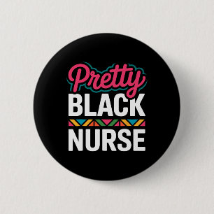 Badge Rond 5 Cm Infirmière noire Mélanine Femme Mois de l'histoire