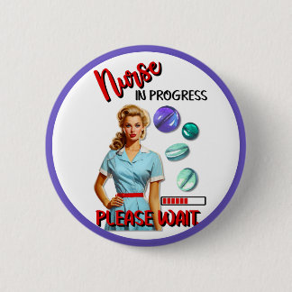 Badge Rond 5 Cm Infirmière Nostalgale mignonne Pinup Infirmière en