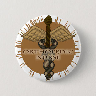 Badge Rond 5 Cm Infirmière orthopédique épingle Caduceus