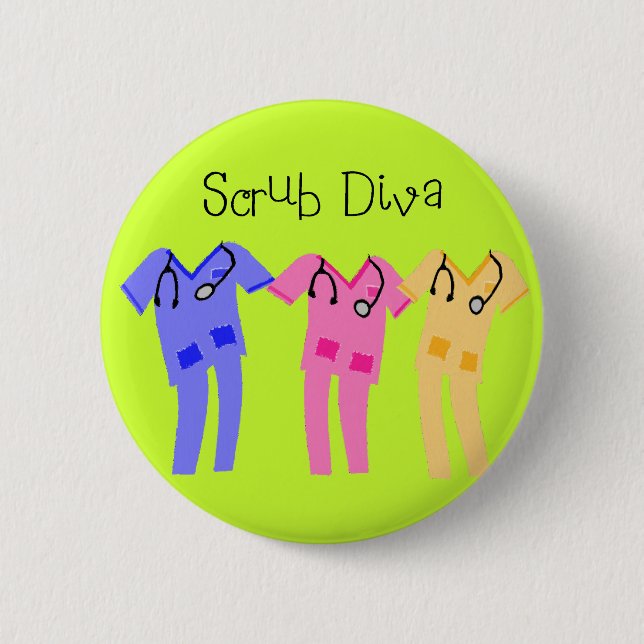 Badge Rond 5 Cm Infirmière ou cadeaux Médicale de porteur de Scub (Devant)