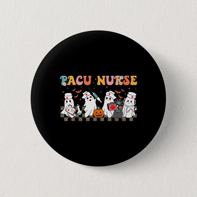 Badge Rond 5 Cm Infirmière Pacu Fantôme Effrayant Halloween Mignon (Devant)