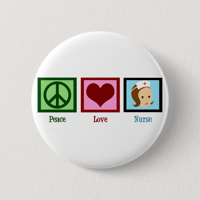 Badge Rond 5 Cm Infirmière Peace Love (Devant)