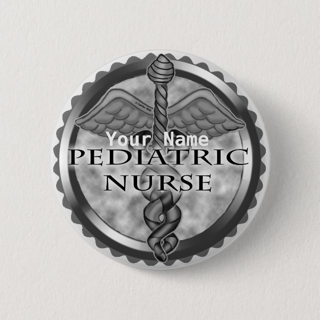 Badge Rond 5 Cm Infirmière pédiatrique Gris (Devant)