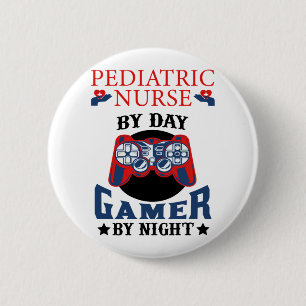 Badge Rond 5 Cm Infirmière pédiatrique Par Jeu De Jour Par Nuit -E