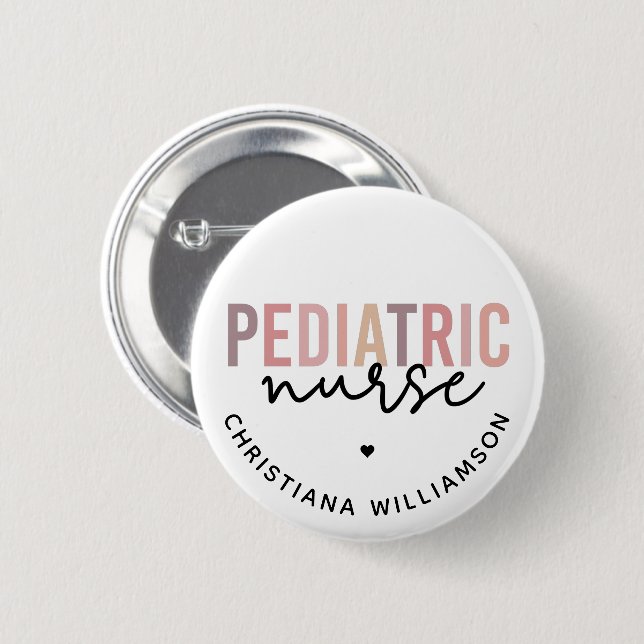 Badge Rond 5 Cm Infirmière pédiatrique sur mesure PEDS Infirmière  (Devant & derrière)