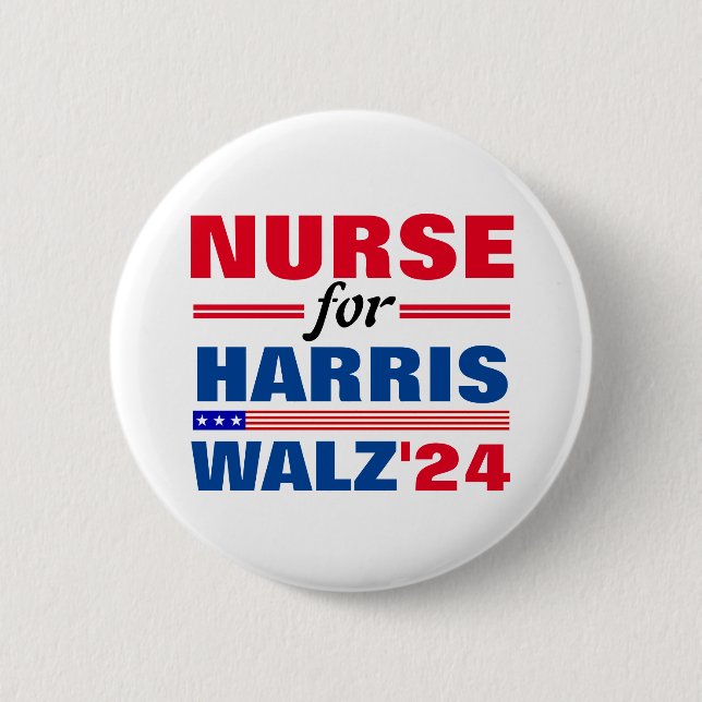 Badge Rond 5 Cm Infirmière pour Harris Walz Red Blue (Devant)